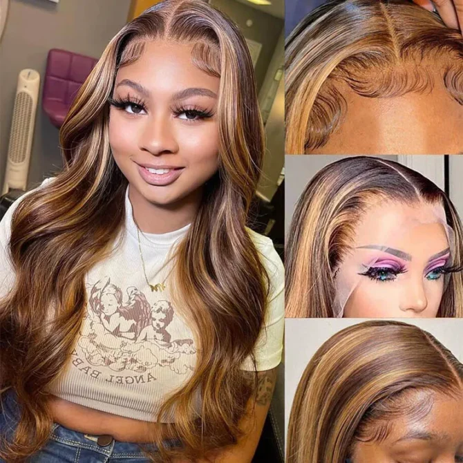 4/27 Highlight Honey Blonde Color Body Wave 6x5 Wear Go 13x4 HD Glueless Lace Frontal Wig