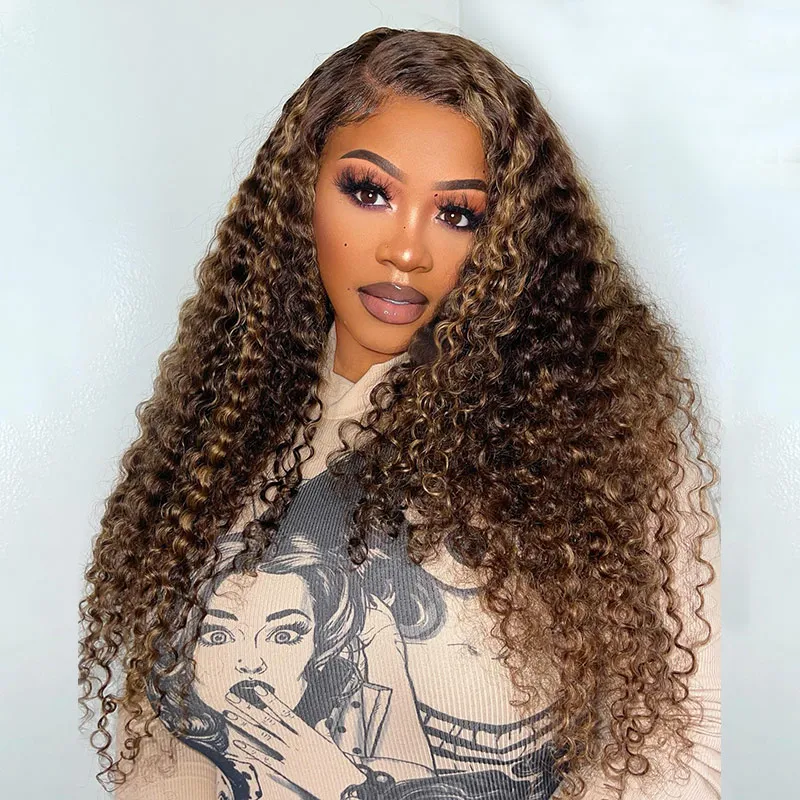Highlight Deep Wave Honey Blonde 6x5 Wear Go 13x4 HD Lace Front Wig Mix Color 4/27 Human Hair Wigs