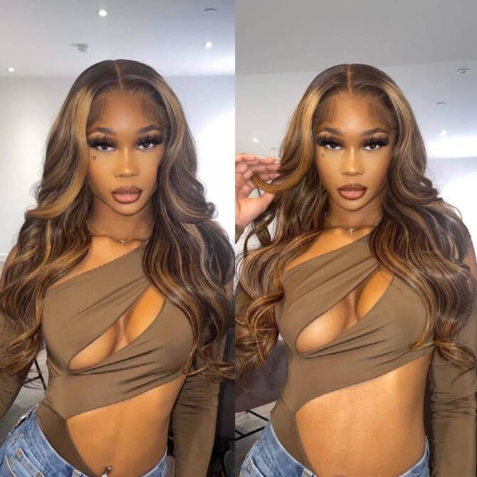 4/27 Highlight Honey Blonde Color Body Wave 6x5 Wear Go 13x4 HD Glueless Lace Frontal Wig