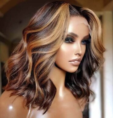 Highlight Color Short Body Wave Human Hair 6x5 13x4 HD Lace Front Wig Glueless Shoulder Length 200% Density