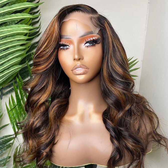Highlight Body Wave Wig 13x4 Frontal Wig Colored 6x5 Pre Cut Lace Human Hair Wigs