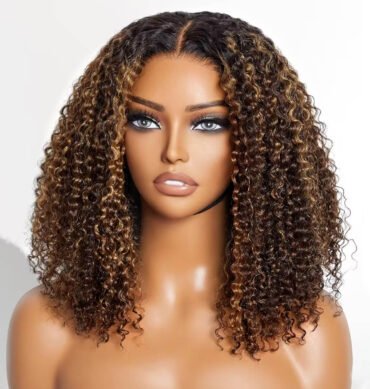 Classic Highlight Short Curly Human Hair Bob Glueless Wig 6x5 Lace Pre Everything Wig 200% Density