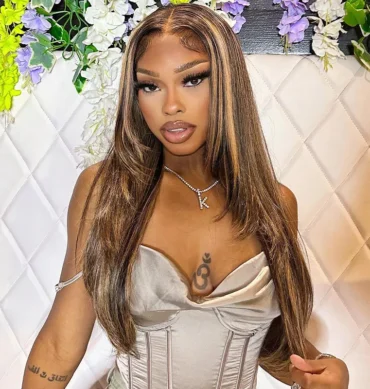 Trendy Layered Cut Highlight Color Straight Human Hair Wear Go Glueless 6x5 HD Lace Wig Plucked & Bleached