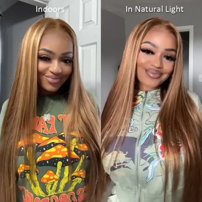 Honey Blonde Highlight Straight/Body Wave 6x5 Lace Glueless Human Hair Wig Pre Cut Lace & Bleached