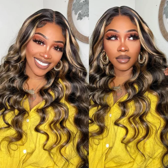Balayage Highlight Wig Straight/Body Wave 6x5 HD Wear Go Glueless Pre-Cut Lace Wig