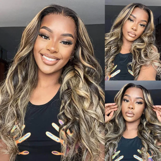 Balayage Highlight Wig Straight/Body Wave 6x5 HD Wear Go Glueless Pre-Cut Lace Wig