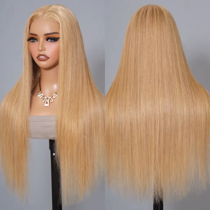 Honey Blonde #27 Colored 6x5 13x4 HD Lace Full Frontal Wig Straight Human Hair Wigs