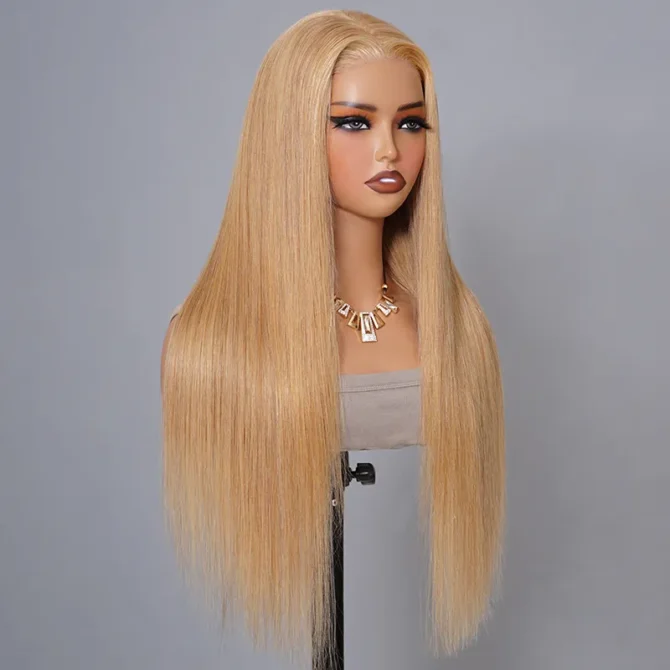 Honey Blonde #27 Colored 6x5 13x4 HD Lace Full Frontal Wig Straight Human Hair Wigs