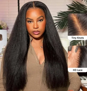 Kinky Straight Wig 6x5 13x4 HD Lace Wear Go Glueless Wig Human Hair Pre Plucked & Bleached