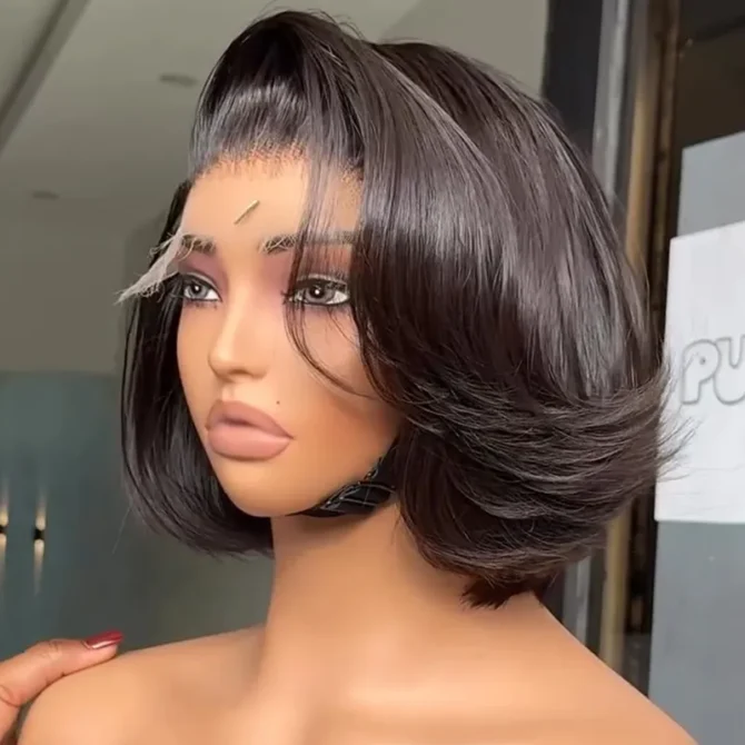 Limited Design | Layered Cut Glueless 6x5 Closure Lace Bob Wig Side Part Wear & Go 200% Density