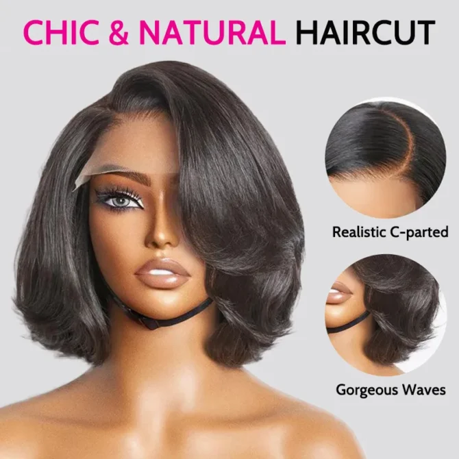 Limited Design | Layered Cut Glueless 6x5 Closure Lace Bob Wig Side Part Wear & Go 200% Density