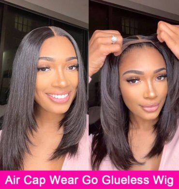 Air Cap | Trendy Layered Cut Straight Hair Pre-plucked Wear Go Glueless HD Lace Wig 100% Human Hair