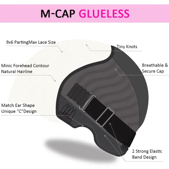 Deep Wave 9x6 PartingMax Lace Human Hair MCap Glueless Wig Pre Bleached Knots