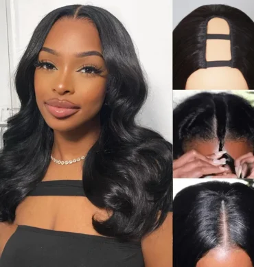 Shoulder Length Loose Wave U Part Human Hair Wig Trendy Layered Cut Style For Women