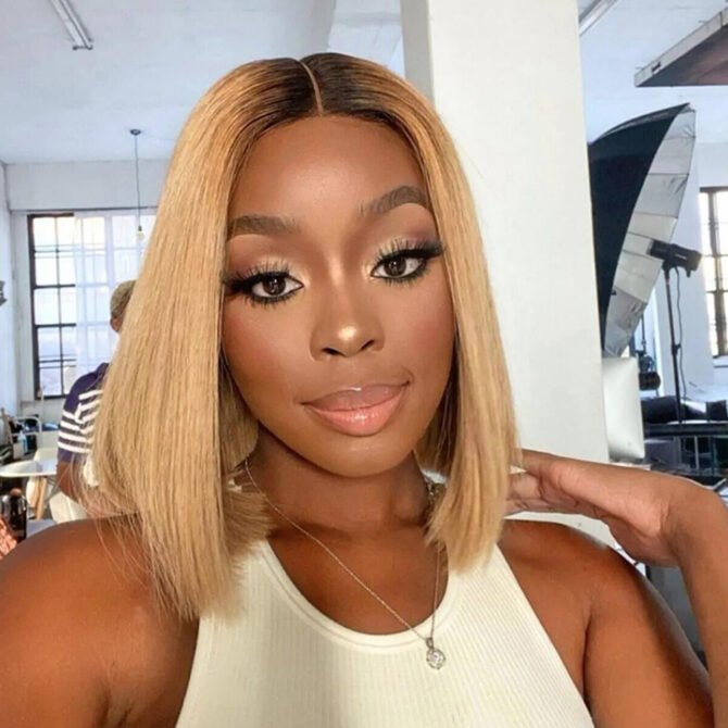 Ombre Color Bob 6x5 HD Lace Closure Wigs Short Honey Blonde Human Hair Wigs 180% Density