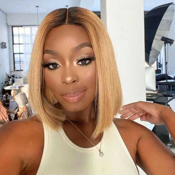 Ombre Color Bob 6x5 HD Lace Closure Wigs Short Honey Blonde Human Hair Wigs 180% Density