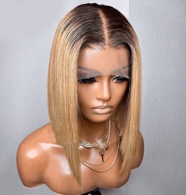 Ombre Color Bob 6x5 HD Lace Closure Wigs Short Honey Blonde Human Hair Wigs 180% Density