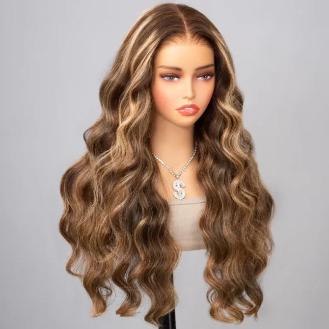 4/27 Highlight Honey Blonde Color Body Wave 6x5 Wear Go 13x4 HD Glueless Lace Frontal Wig