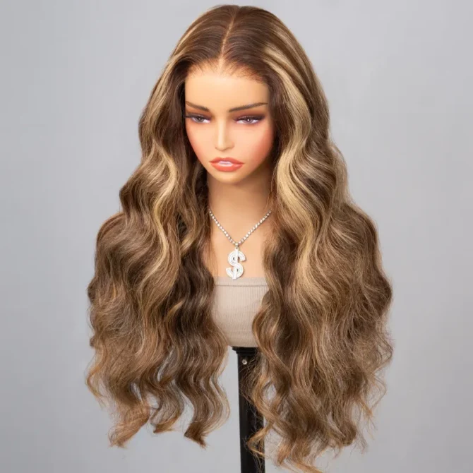4/27 Highlight Honey Blonde Color Body Wave 6x5 Wear Go 13x4 HD Glueless Lace Frontal Wig