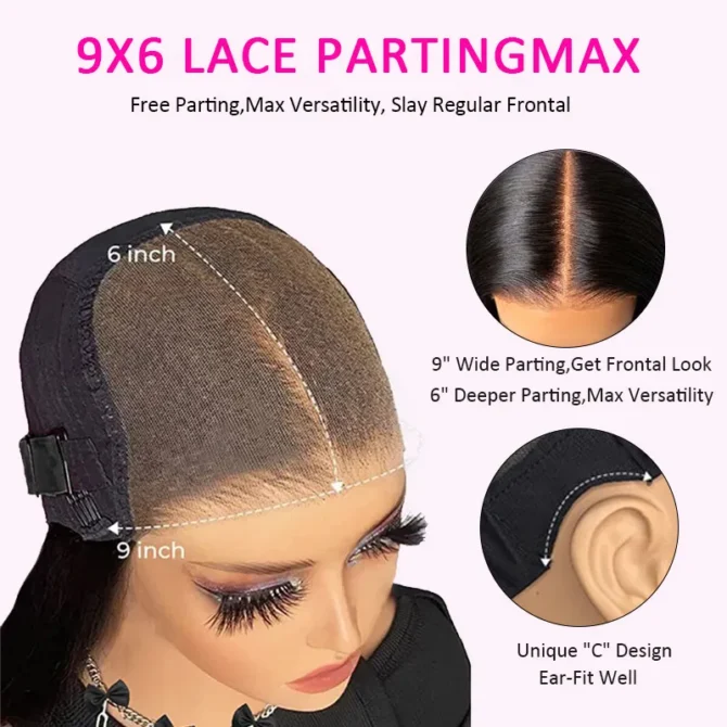 Deep Wave 9x6 PartingMax Lace Human Hair MCap Glueless Wig Pre Bleached Knots
