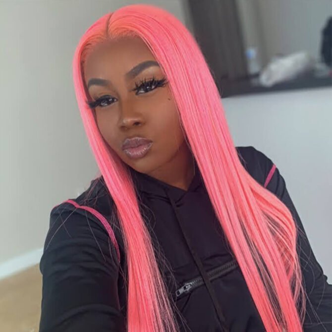 Colorful Straight Hair 13x4 Lace Frontal Wig Blue Orange Pink Green Grey Yellow Color 180 Density