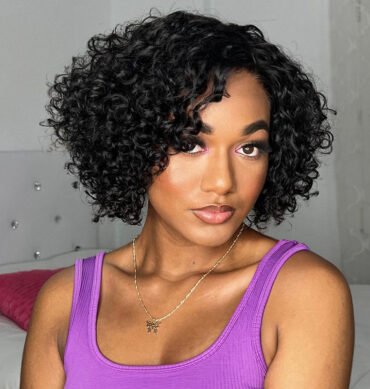 Trendy Short Cut Curly Bob Minimalist HD Lace Glueless Side Part Pre Bleach Knots Human Hair Wig