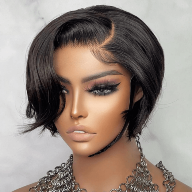 2 for $119.9 | Curly 6x5 Lace Short Bob Wear Go Glueless Wig + Pixie Cut Straight Short Salon Hairstyle Human Hair Glueless Wig