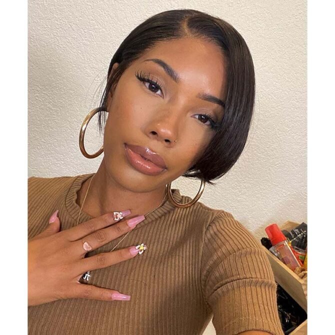Pixie Cut Side Part Short Wigs Straight Hair Glueless Lace Front Wigs