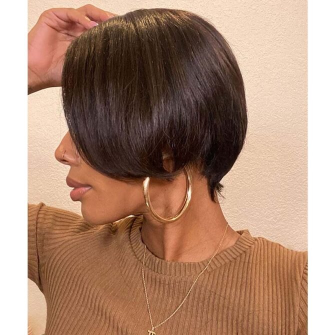 Pixie Cut Side Part Short Wigs Straight Hair Glueless Lace Front Wigs