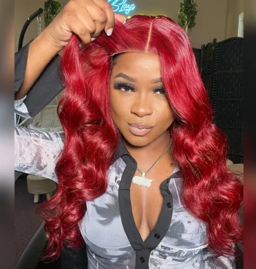 Red Color Wear Go Glueless Straight/Body Wave 6x5 HD Pre-Cut Lace Human Hair Wig
