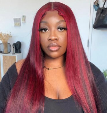 Flash Sale 99J Burgundy with Red Highlight Straight Hair Glueless 13x4 HD Lace Frontal Wig Piano Color Unit
