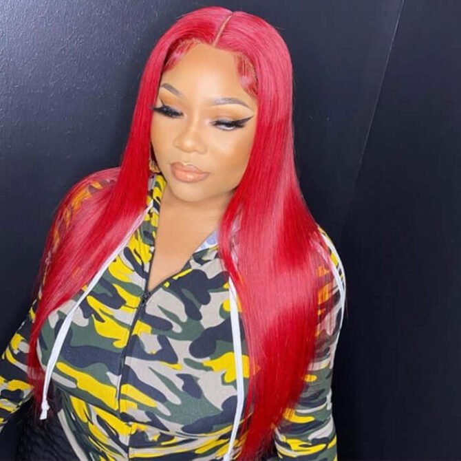 Red Color Wear Go Glueless Straight/Body Wave 6x5 HD Pre-Cut Lace Human Hair Wig