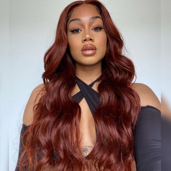 Reddish Brown 6x5 Pre-Cut HD Lace Straight/Body Wave Wear Go Glueless Closure Wig 180% Density