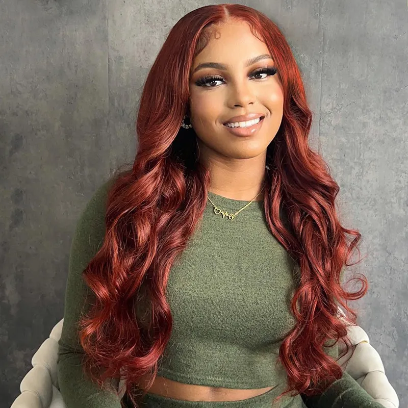 Wear Go Reddish Brown Color Straight/Body Wave 6x5 Pre Cut HD Glueless Lace Human Hair Wig