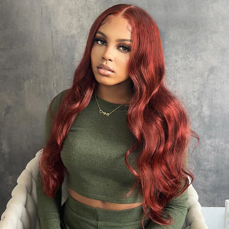 Wear Go Reddish Brown Color Straight/Body Wave 6x5 Pre Cut HD Glueless Lace Human Hair Wig