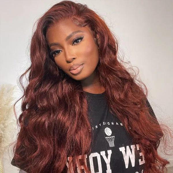 Wear Go Reddish Brown Color Straight/Body Wave 6x5 Pre Cut HD Glueless Lace Human Hair Wig