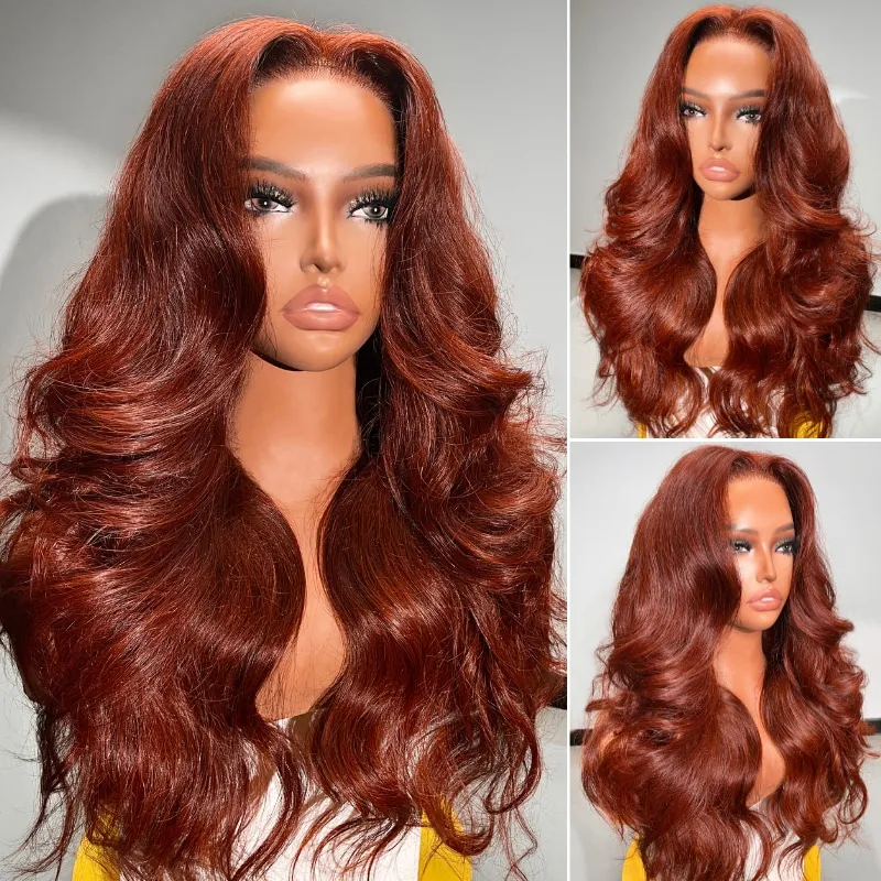 Wear Go Reddish Brown Color Straight/Body Wave 6x5 Pre Cut HD Glueless Lace Human Hair Wig