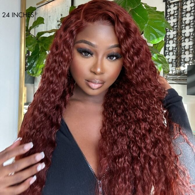 Wear Go Reddish Brown Color Deep Wave 6x5 Pre-Cut HD Lace Glueless Human Hair Wig