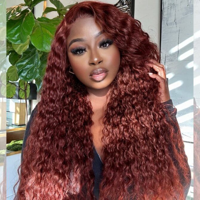 Wear Go Reddish Brown Color Deep Wave 6x5 Pre-Cut HD Lace Glueless Human Hair Wig