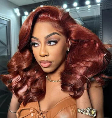 Reddish Brown Color New Body Wave Short Full Frontal 5x5 13x4 HD Lace Human Hair Wig Beautiful Barrel Curls