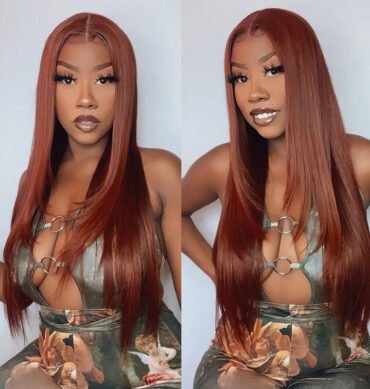 Reddish Brown Straight Hair 6x5 13x4 HD Lace Full Frontal Wig Copper Color Glueless Wig