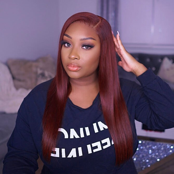 Reddish Brown 6x5 Pre-Cut HD Lace Straight/Body Wave Wear Go Glueless Closure Wig 180% Density