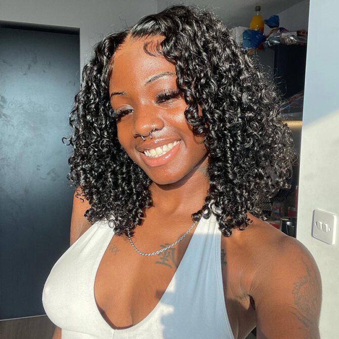 Air Cap | Short Bouncy Water Curly Wear Go Glueless 6x5 HD Lace Wig 100% Human Hair Casual Finger Curls