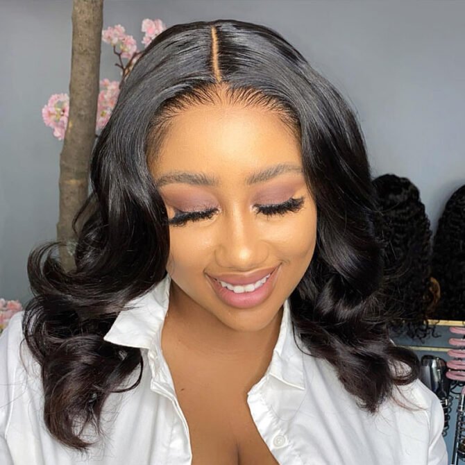 Wear Go Short Loose Wave 6x5 Lace Wig Barrel Curls Glueless Wig Pre Cut Lace 180% Density