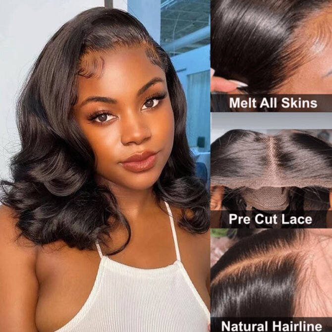 2 for $115.9 | Short Fluffy Curly Bob Wig with Bangs + Wear Go Short Loose Wave 6x5 Lace Wig