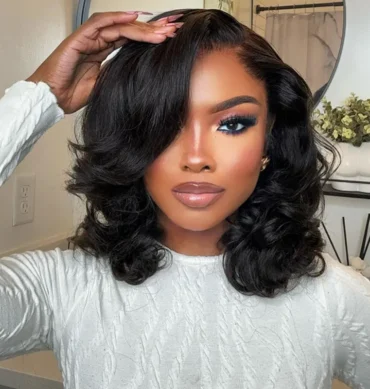 Short Wavy Wave Bob Wigs 6x5 Wear Go Glueless Lace Front Human Hair Wigs For Black Women