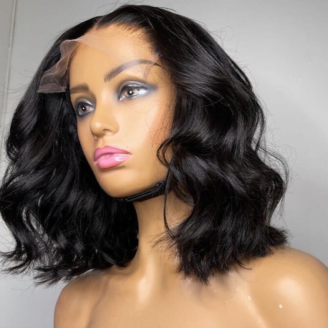 Short Wavy Wave Bob Wigs 6x5 Wear Go Glueless Lace Front Human Hair Wigs For Black Women
