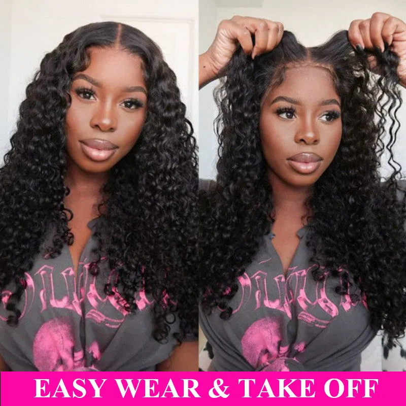 Deep Wave Wear Go Glueless Human Hair 6x5 Lace Silk Base Cap Wig Pre-Cut Lace Bleached Knots