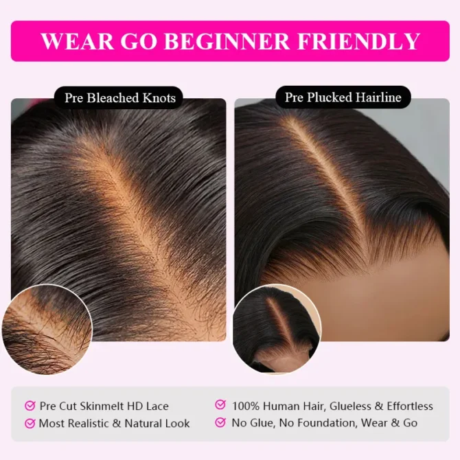 Loose Body Wave Wear Go Glueless 6x5 Lace Silk Base Cap Wig Pre-Cut Lace Bleached Knots Human Hair