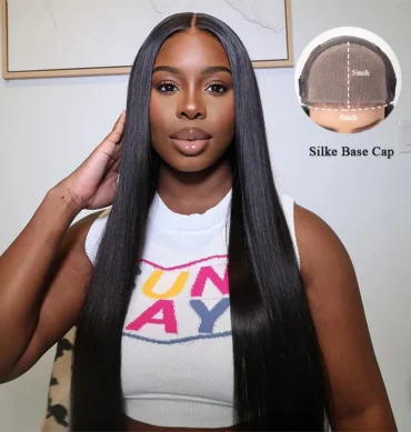 Straight Human Hair Wear Go Glueless 6x5 Lace Silk Base Cap Wig Pre-Cut Lace Bleached Knots